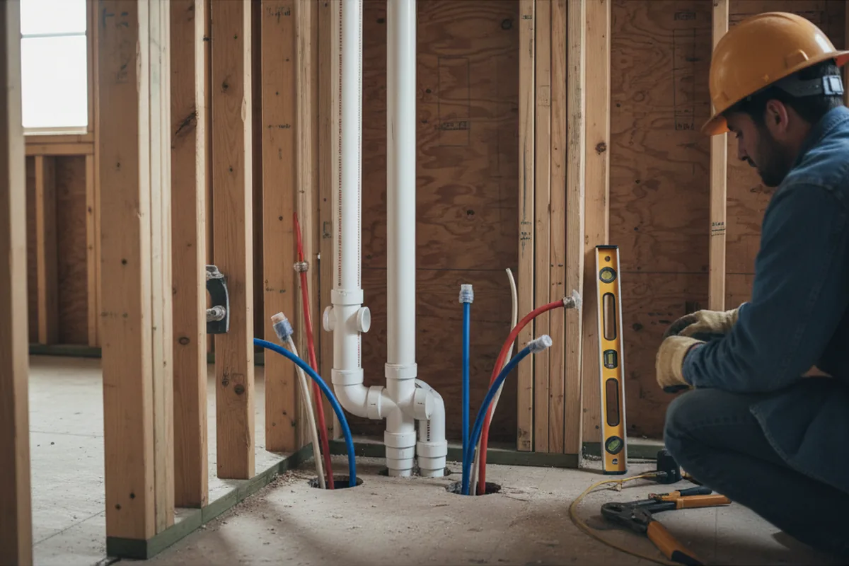 Drain and supply rough-in during Drain Cleaning in Westbrook