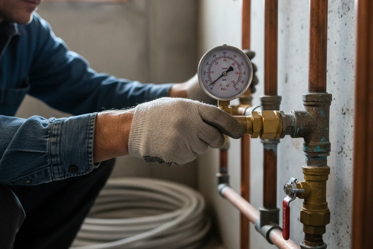 Pressure testing a repaired line during Water Line Repair in Westbrook